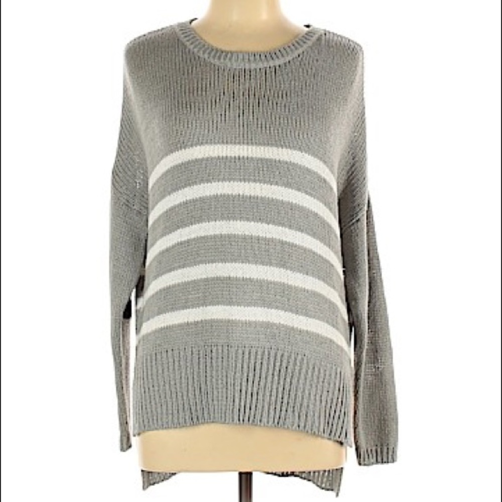 High low stripped Sweater with padding on elbows